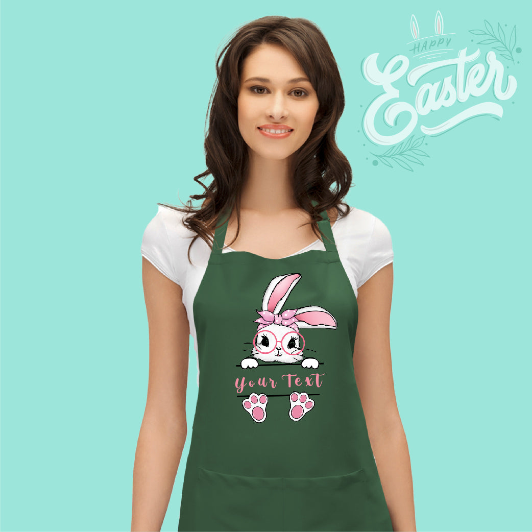 Easter Bunny Hunts Eggs Adjustable Bib Apron with Custom Name