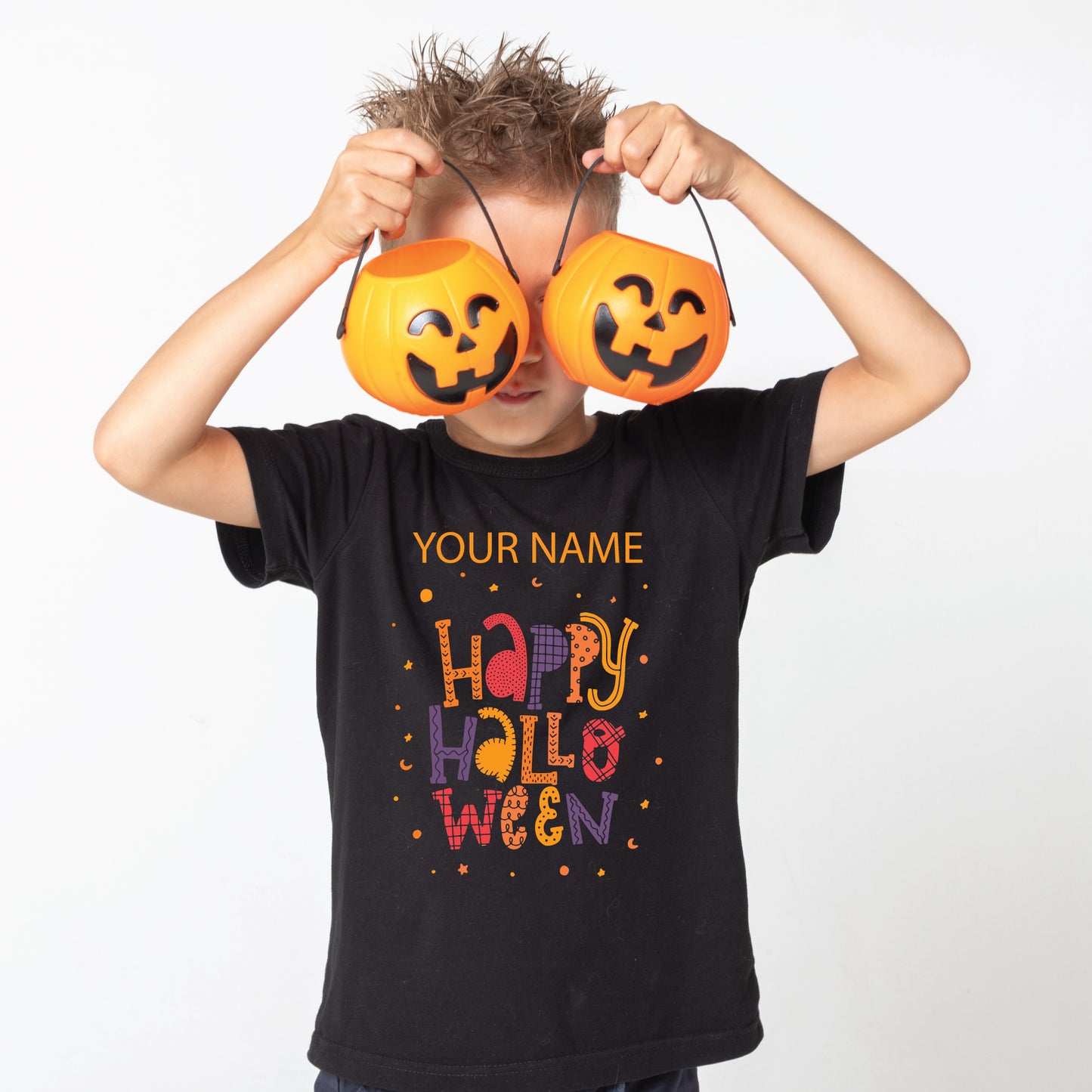 Halloween Black T-shirt - Personalize Kid's name