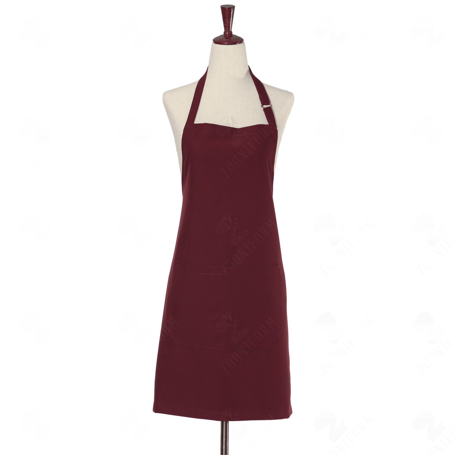 Burgundy Bib Apron Two Pockets