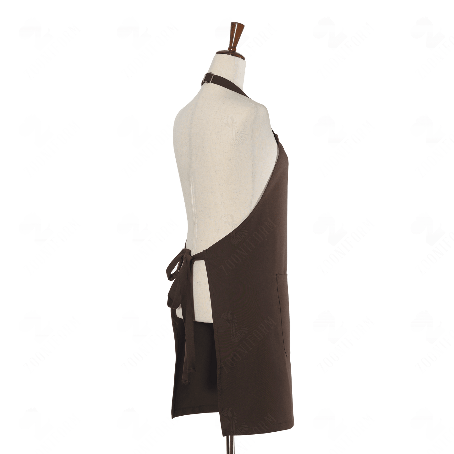 Brown Bib Apron Two Pockets