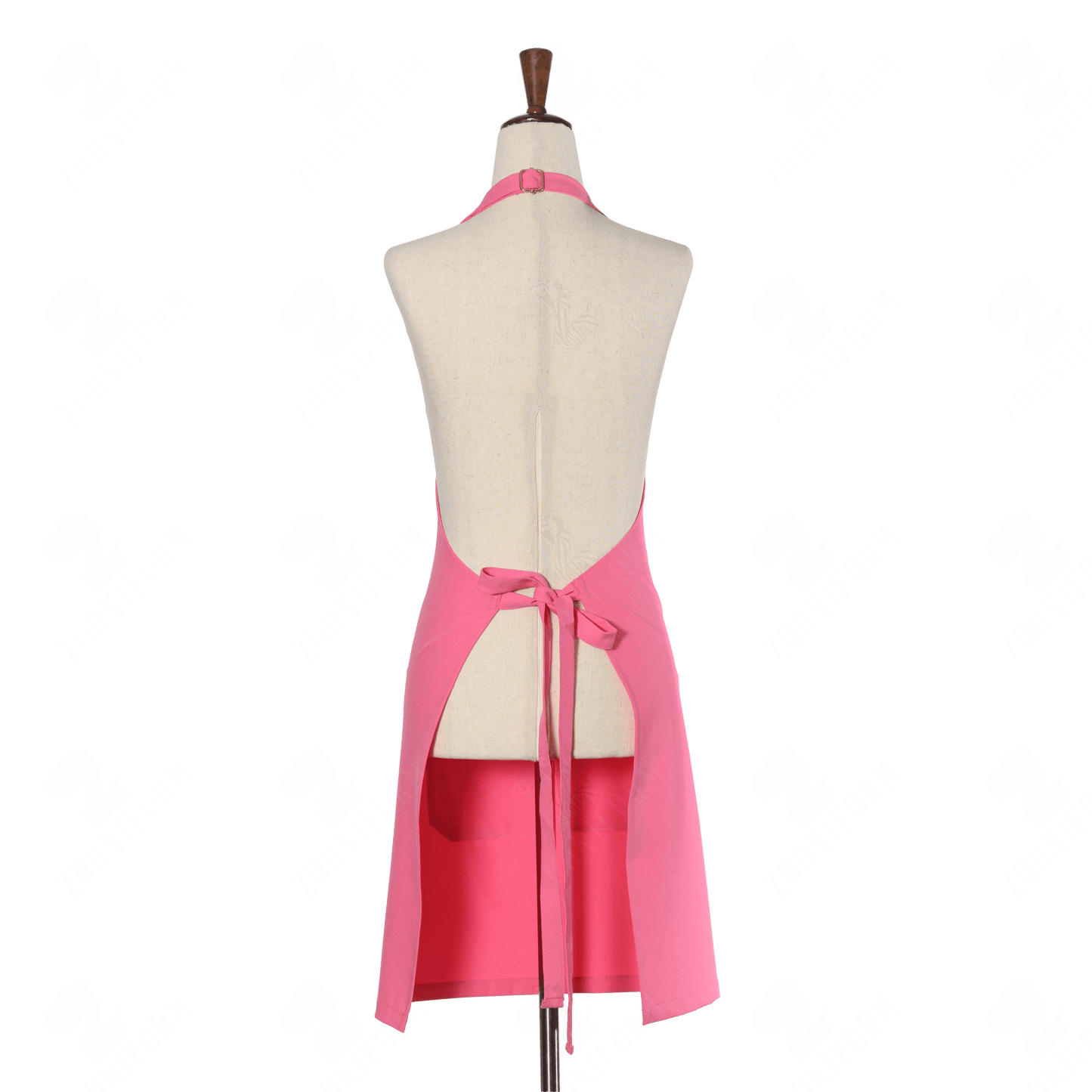 Strawberry Pink Bib Apron Two Pockets