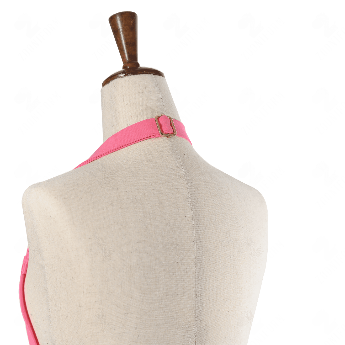 Strawberry Pink Bib Apron Two Pockets