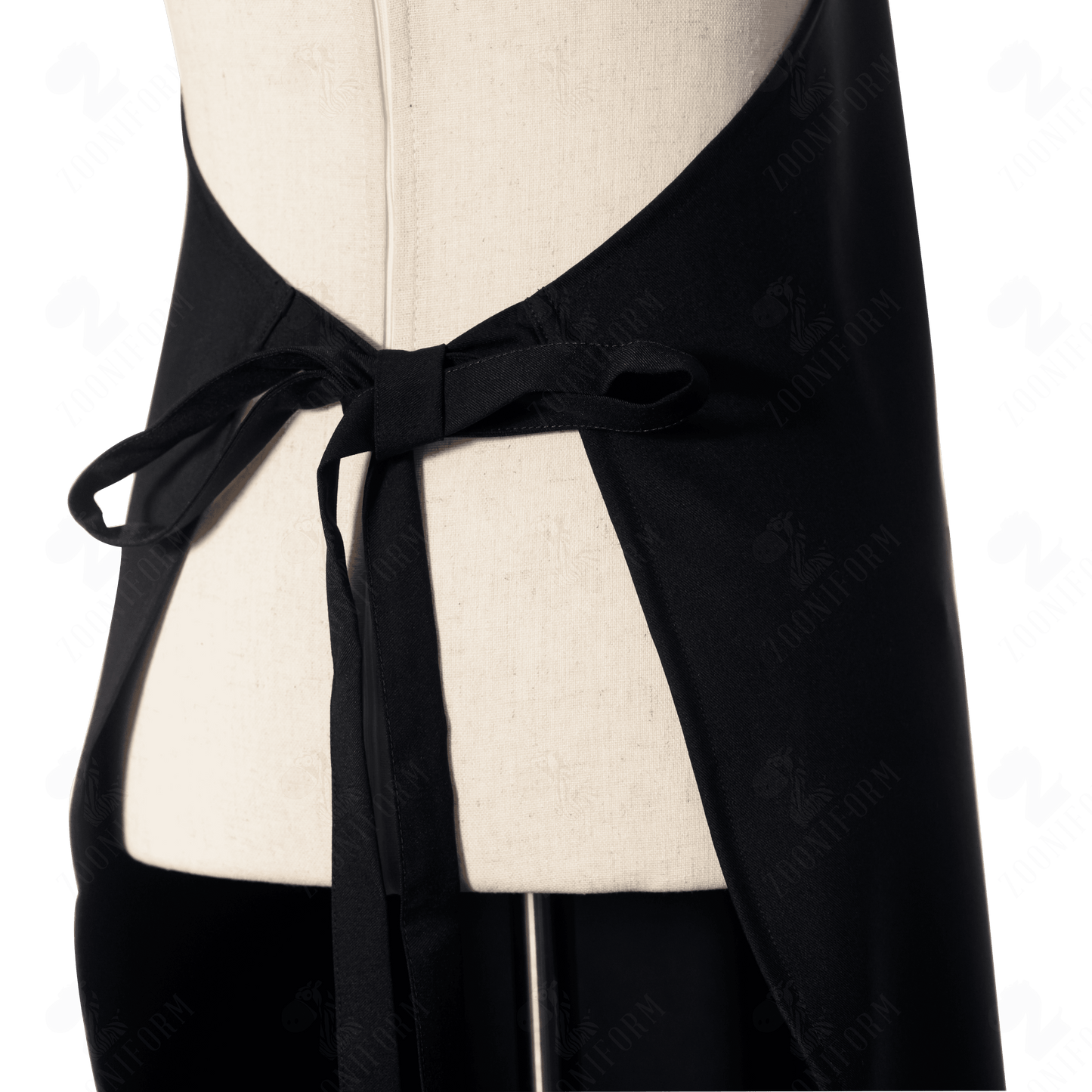 Cotton Black Bib Apron Two Pockets, Adjustable Neck Strap