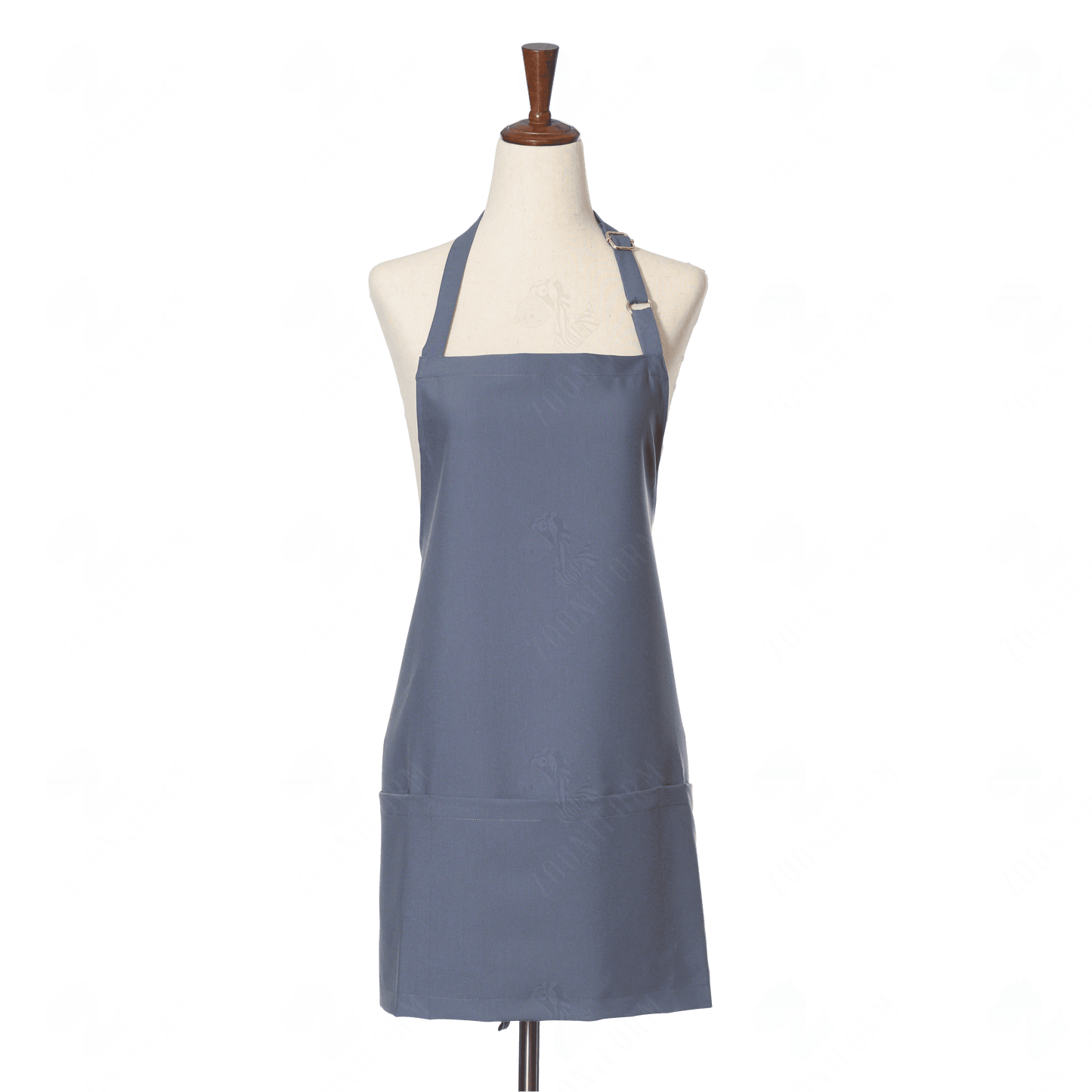 Gray Bib Apron Three Pockets