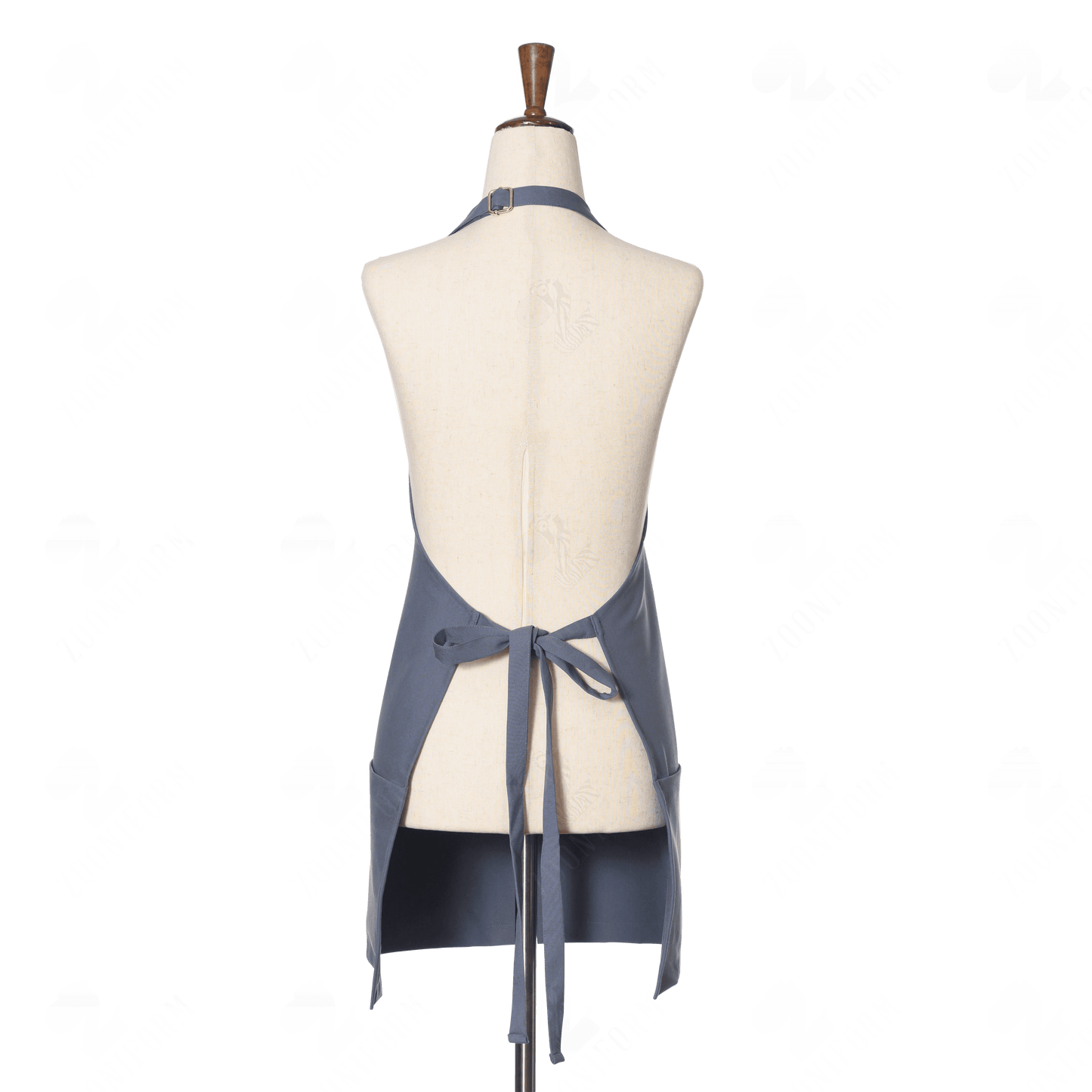 Gray Bib Apron Three Pockets