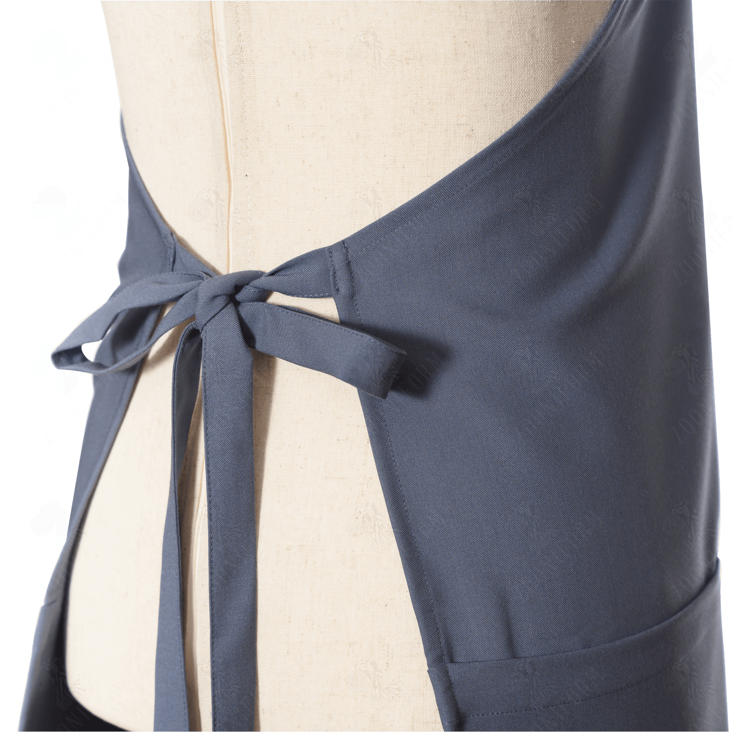 Gray Bib Apron Three Pockets