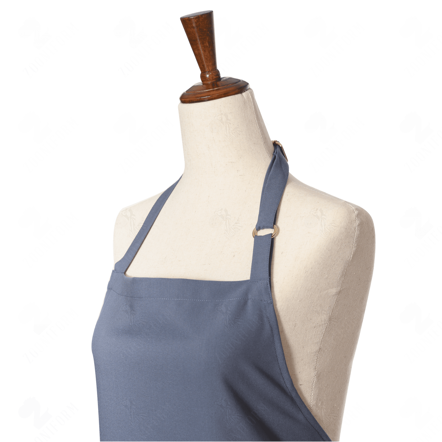 Gray Bib Apron Three Pockets