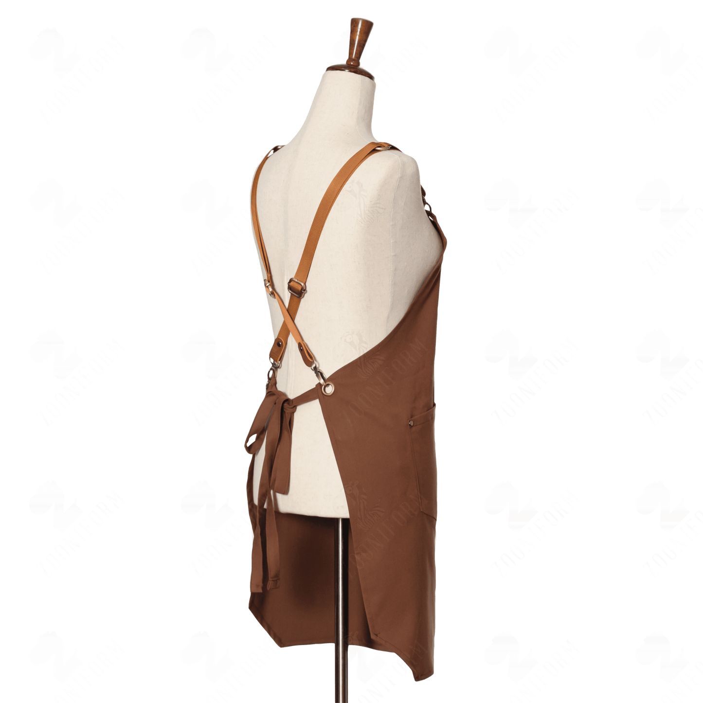 Adjustable Chocolate Brown Bib Apron with Cross-back Straps