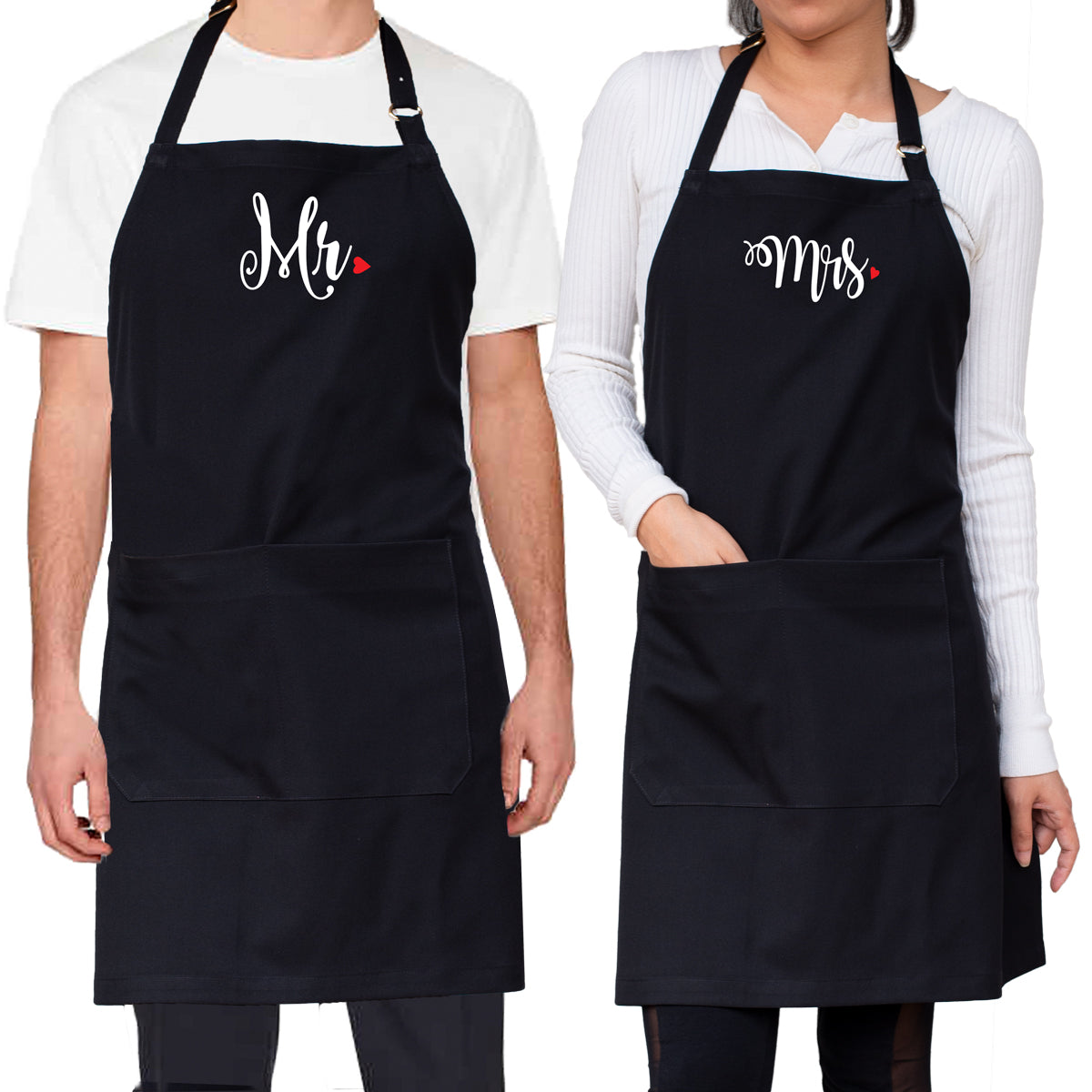 Mr. & Mrs. Black Bib Aprons