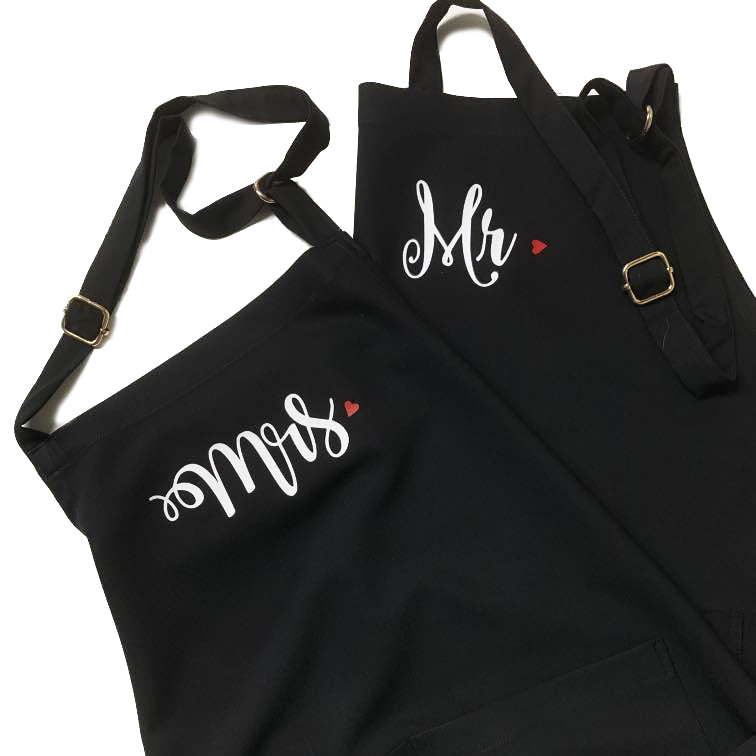 Mr. & Mrs. Black Bib Aprons