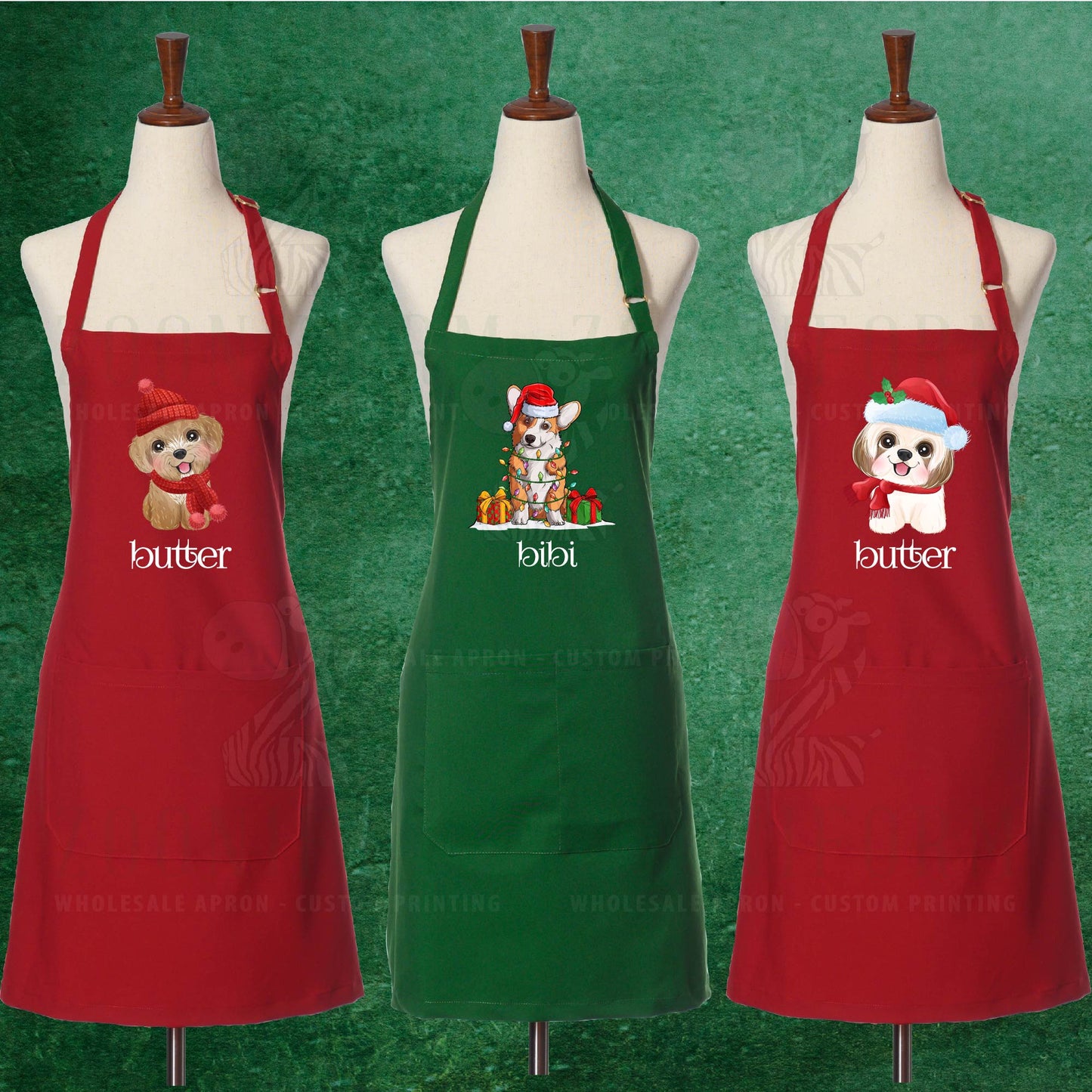 Christmas Apron - Customize your doggie name on apron