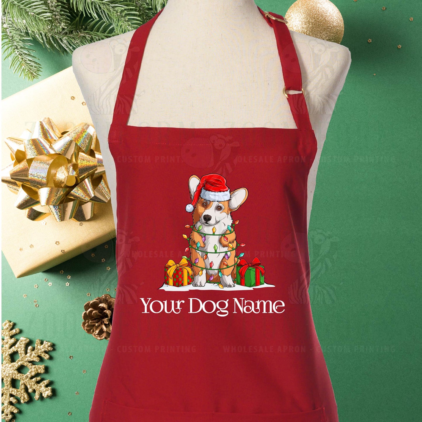 Christmas Apron - Customize your doggie name on apron