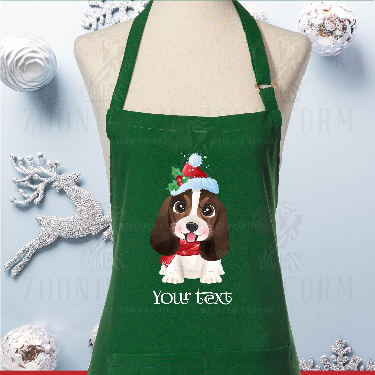 Christmas Apron - Customize your doggie name on apron