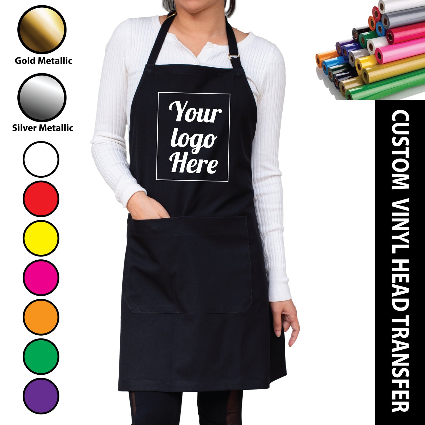 Custom Black Premium Apron - Vinyl Heat Transfer